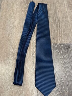 Hisdern Silk Blue Diagonal Stripe Silk Tie 0897